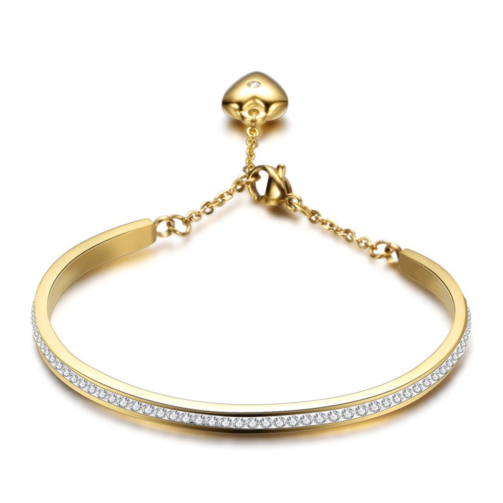 Gold Plated or Steel Cuff with zirconia